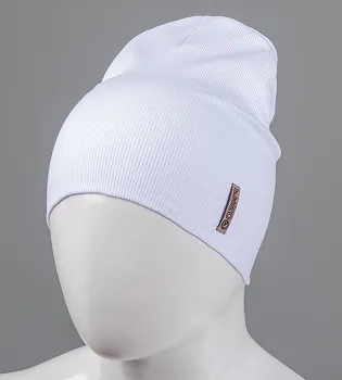 Шапка трикотажна Рубчик без відвороту (20217), Білий