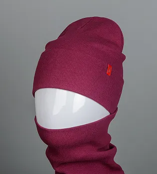 Трикотажний комплект Рубчик Шапка + Баф FERO (20222), Марсала