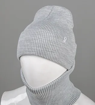 Комплект "Подвійна резинка з відворотом без підкладки + Баф" (С2218), Св.Сірий меланж