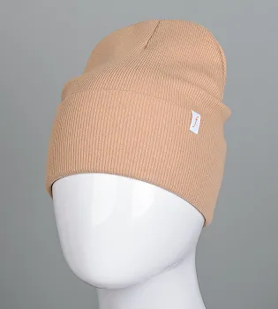 Шапка трикотажна Рубчик з відворотом FERO (20216), Пісочний