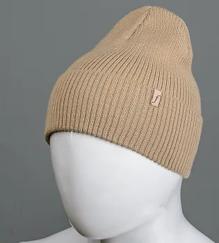 Молодіжна шерстяна шапка Резинка з відворотом FERO (С2103), Капучино