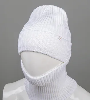 Шапка із флісовою підкладкою + Подвійний Баф (С2108), Білий