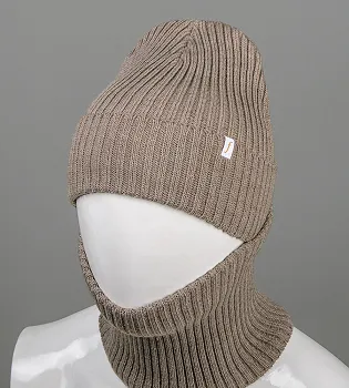 Шапка із флісовою підкладкою + Подвійний Баф (С2108), Капучино