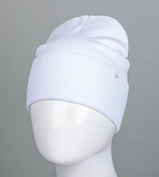 Шапка трикотажна Рубчик з відворотом FERO (20216), Білий