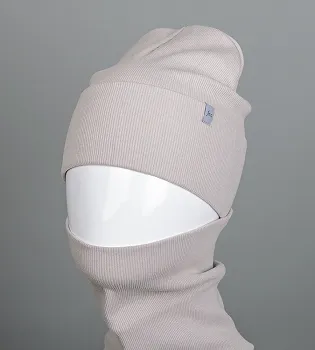 Трикотажний комплект Рубчик Шапка + Баф FERO (20222), Світло-сірий